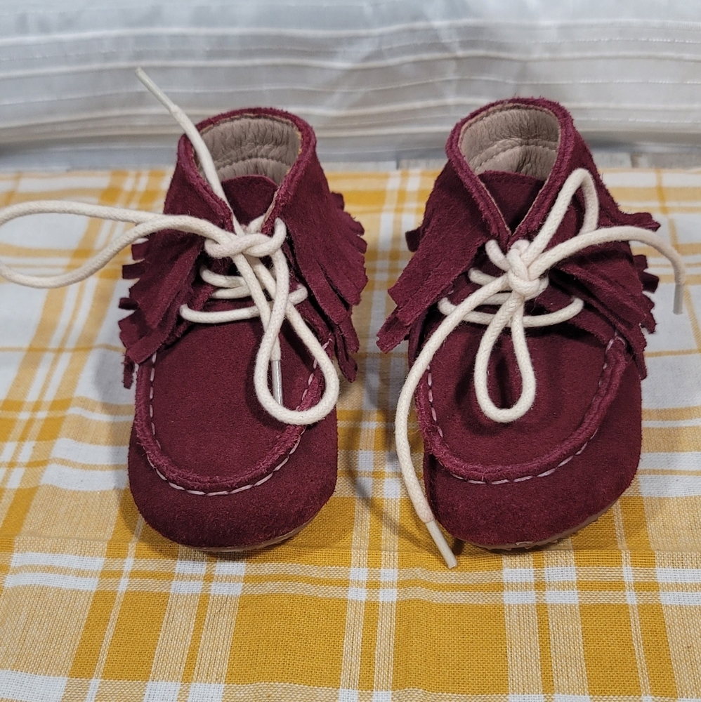 Monkey Feet Burgundy Harley Boots Size 12-18 Months